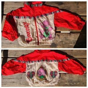 Barneys New York Red and Cream Kids Puffer Jacket